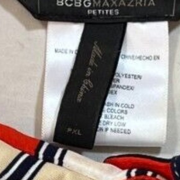 BCBGMAXAZRIA Button Up Shirt‎ Womens PXL Red Beige Long Sleeve Ladies. - Picture 2 of 8